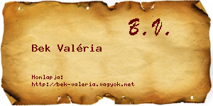 Bek Valéria névjegykártya